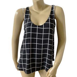 Women's Black and White Grid Pattern Top